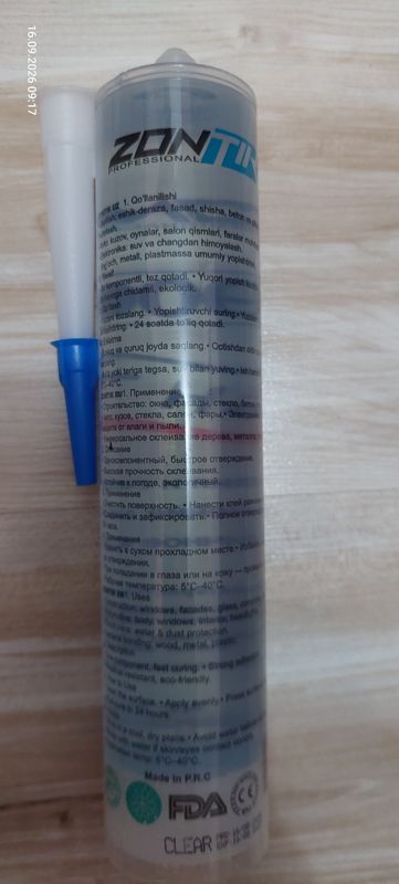 Клей-герметик Zontik 9000 High Tack, 360 г: туба с трёх сторон