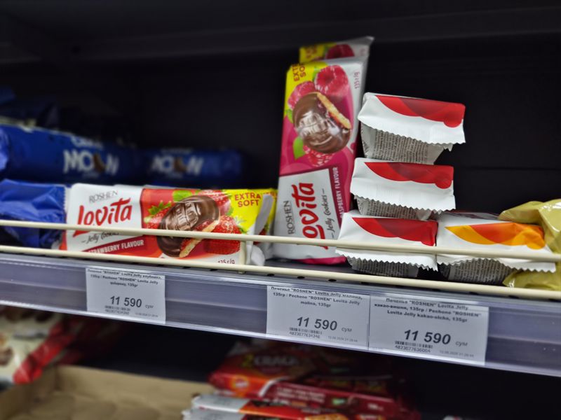 Полка с печеньем Roshen Lovita Jelly, ценники